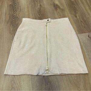 bishop + young Cream Faux Suede Front Zipper Miniskirt size M